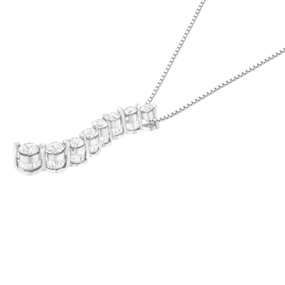 14k white gold 3.0 cttw diamond s shaped graduated 18 inch pendant necklace bijoux-nyc direct