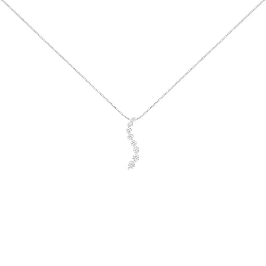 14k white gold 3.0 cttw round brilliant & baguette cut diamond s shaped graduated 18’’ pendant necklace (i j color i2 i3 clarity)