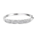14k white gold 3 1/3 cttw princess cut diamond wave bangle bracelet 7 bijoux-nyc direct