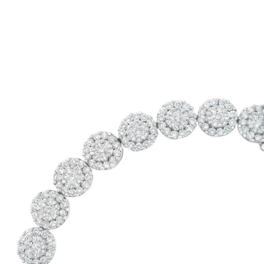 14K White Gold 3-3/4 Cttw Round-Brilliant Cut Diamond 7-1/4" Round Cluster Links Tennis Bracelet (I-J Color, SI2-I1 Clarity) - Bijoux-NYC Direct