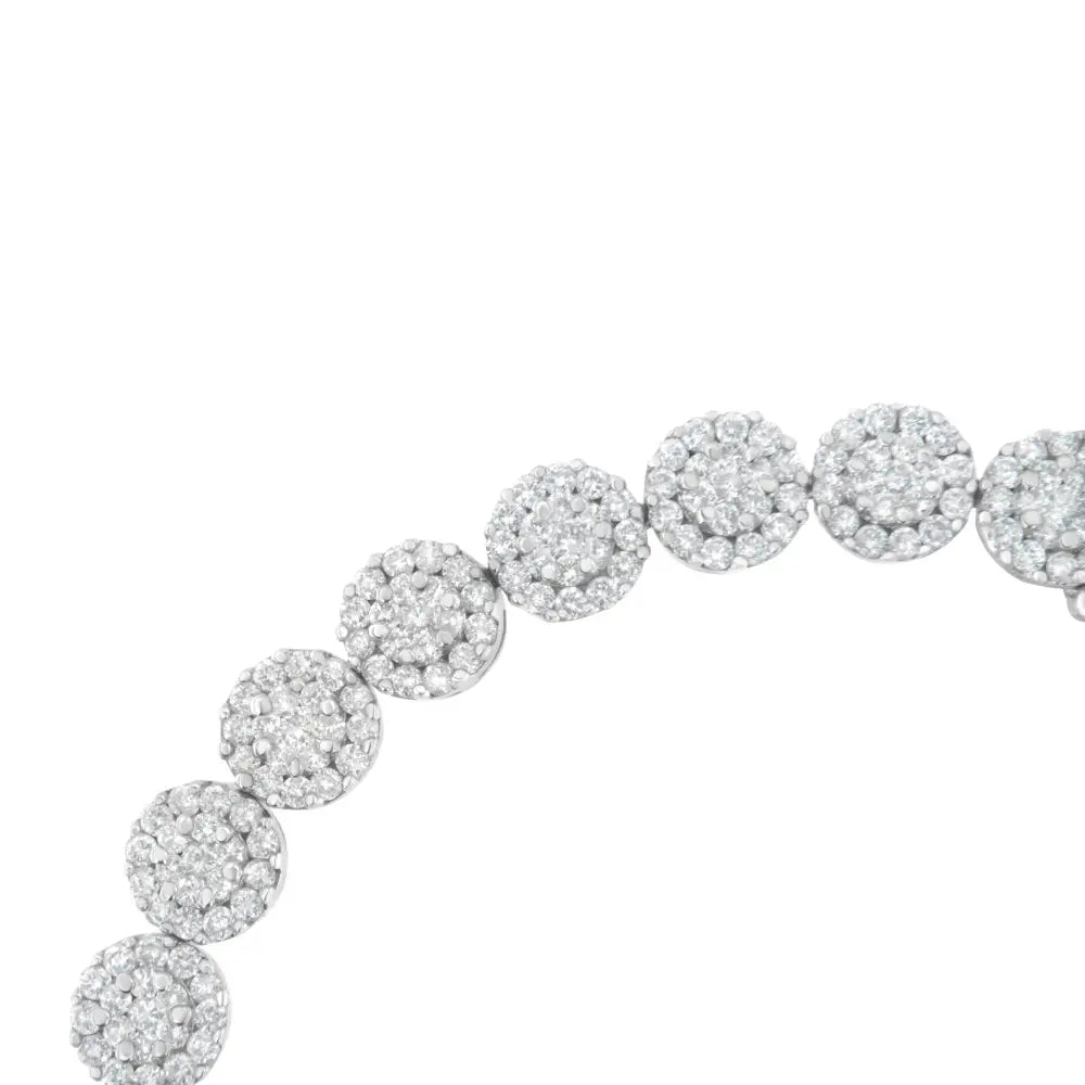 14k white gold 3.75ctw floral diamond cluster link tennis bracelet bijoux-nyc direct