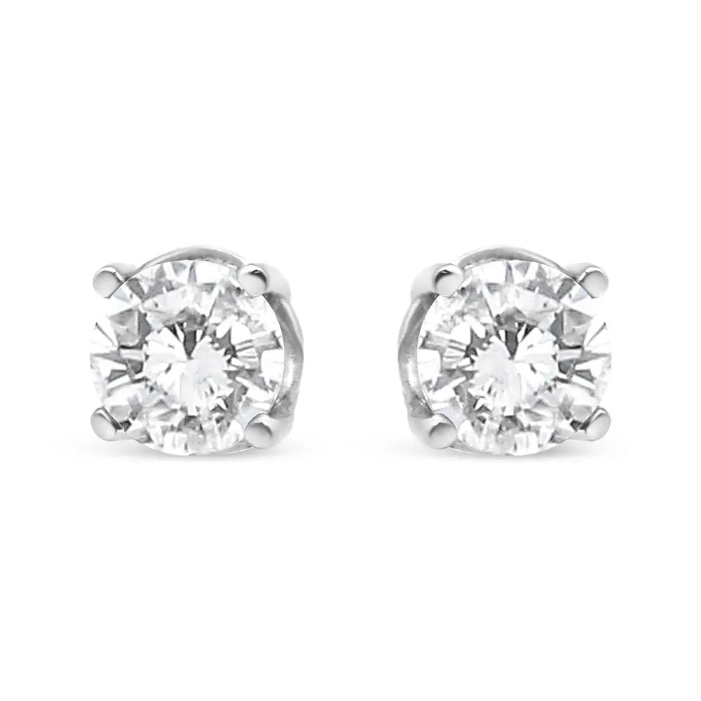 3/4 cttw lab grown diamond 14k white gold 4-prong stud earrings bijoux-nyc direct