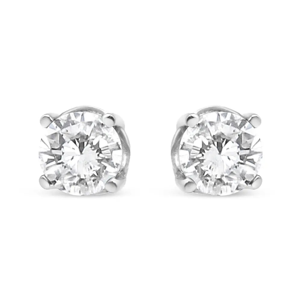 14K White Gold 3/4 Cttw Lab Grown Diamond 4-Prong Classic Stud Earrings (F-G Color, VS2-SI1 Clarity) - Bijoux-NYC Direct