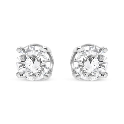 14K White Gold 3/4 Cttw Lab Grown Diamond 4-Prong Classic Stud Earrings (F-G Color, VS2-SI1 Clarity) - Bijoux-NYC Direct
