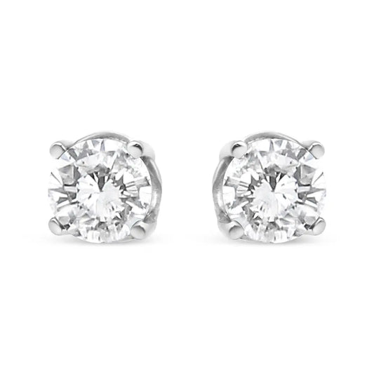14K White Gold 3/4 Cttw Lab Grown Diamond 4-Prong Classic Stud Earrings (F-G Color, VS2-SI1 Clarity) - Bijoux-NYC Direct