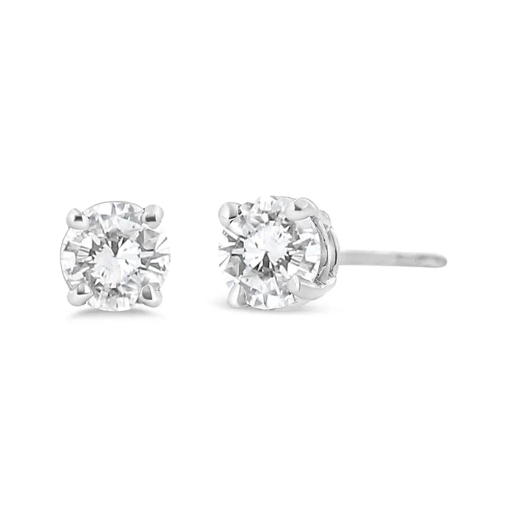 14K White Gold 3/4 Cttw Lab Grown Diamond 4-Prong Classic Stud Earrings (F-G Color, VS2-SI1 Clarity) - Bijoux-NYC Direct