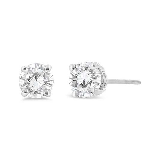 14K White Gold 3/4 Cttw Lab Grown Diamond 4-Prong Classic Stud Earrings (F-G Color, VS2-SI1 Clarity) - Bijoux-NYC Direct