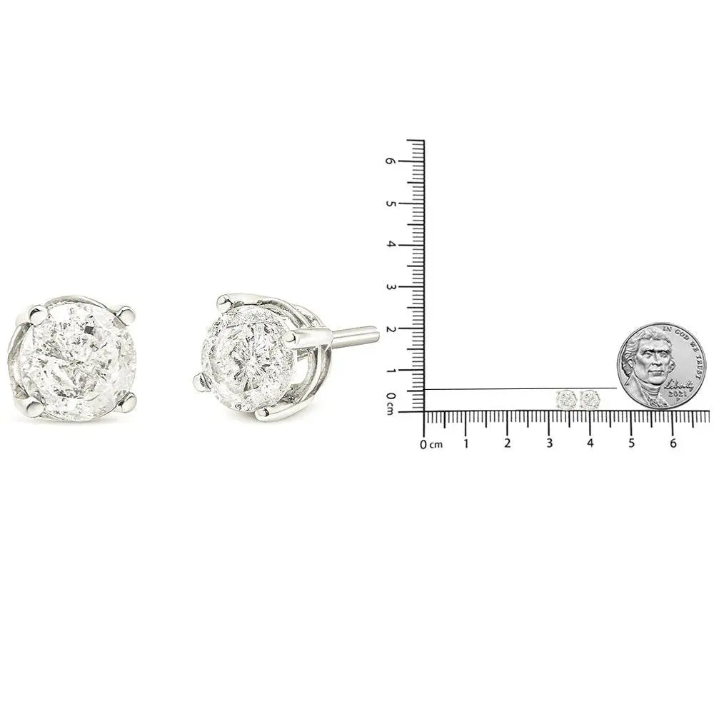 14K White Gold 3/4 Cttw Lab Grown Diamond 4-Prong Classic Stud Earrings (F-G Color, VS2-SI1 Clarity) - Bijoux-NYC Direct