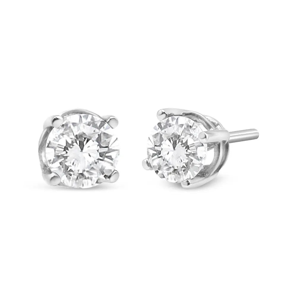 14K White Gold 3/4 Cttw Lab Grown Diamond 4-Prong Classic Stud Earrings (F-G Color, VS2-SI1 Clarity) - Bijoux-NYC Direct