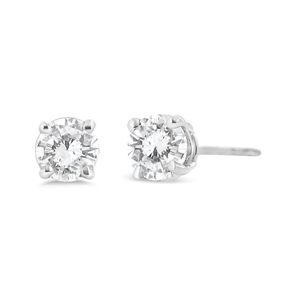 3/4 cttw lab grown diamond 14k white gold 4-prong stud earrings bijoux-nyc direct