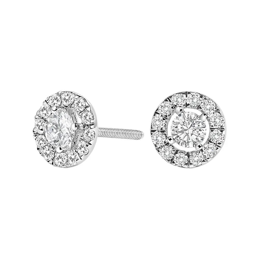 14k white gold 3/4 cttw lab-grown diamond floating halo stud earrings bijoux-nyc direct