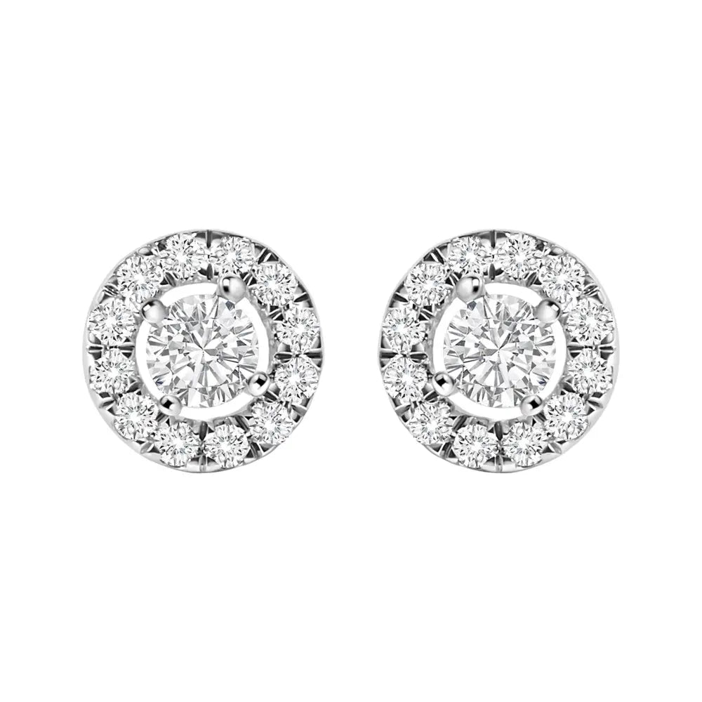 14k white gold 3/4 cttw lab-grown diamond floating halo stud earrings bijoux-nyc direct