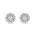 14k white gold 3/4 cttw lab grown diamond round halo stud earrings bijoux-nyc direct