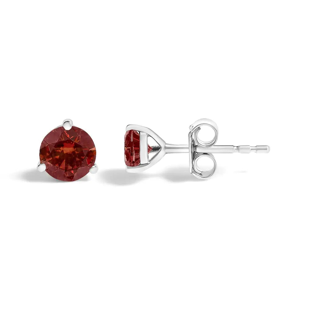 14k white gold 3/4 cttw red lab-grown diamond martini stud earrings bijoux-nyc direct