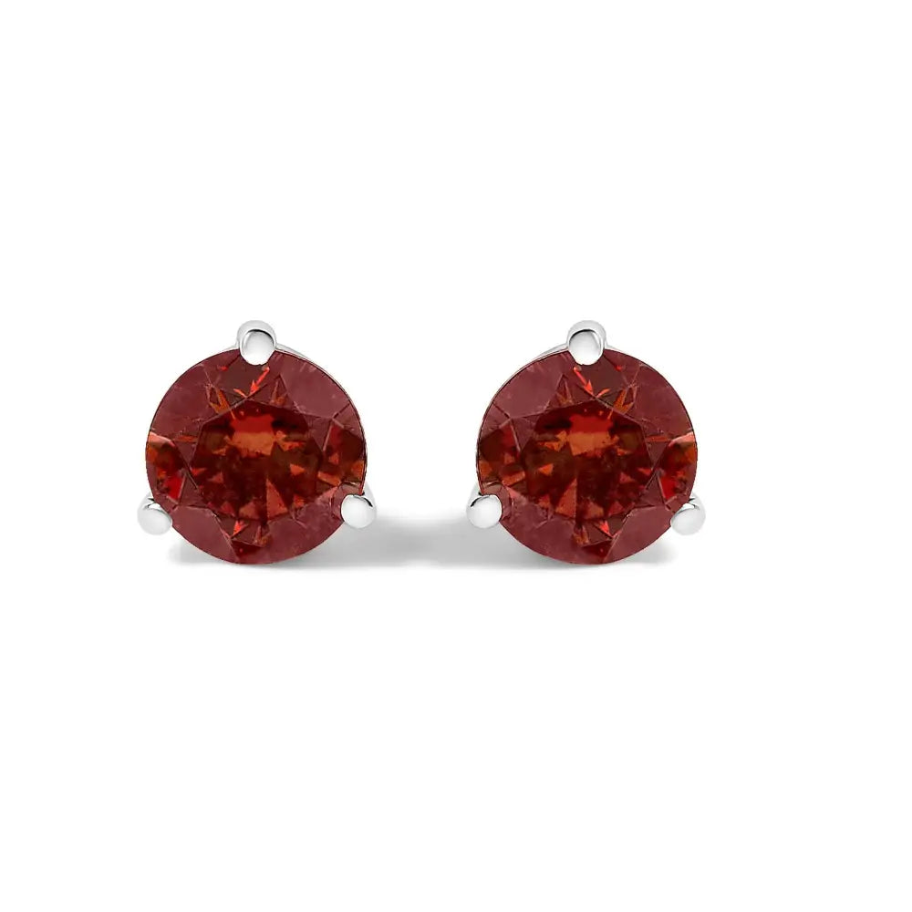 14k white gold 3/4 cttw red lab-grown diamond martini stud earrings bijoux-nyc direct