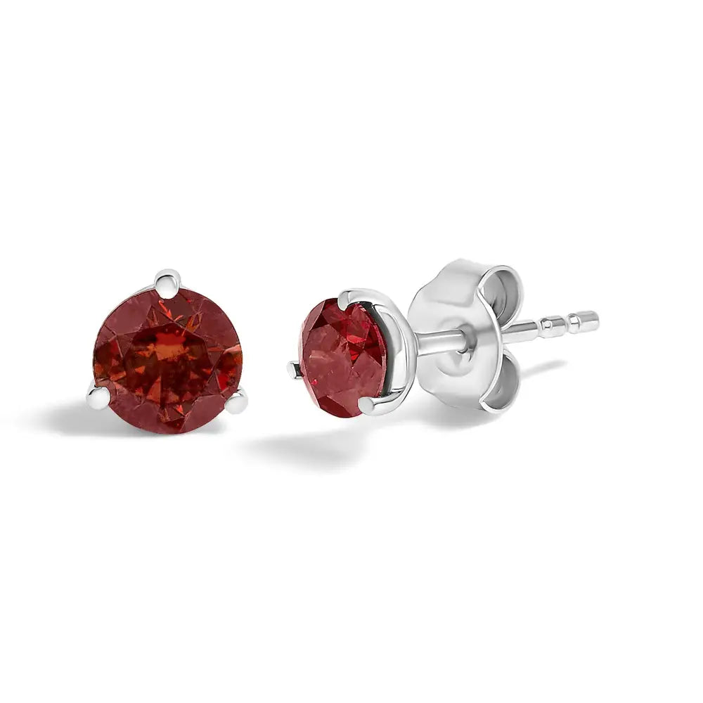 14k white gold 3/4 cttw red lab-grown diamond martini stud earrings bijoux-nyc direct