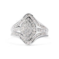 14k white gold 3/4 cttw round and baguette diamond cluster ring bijoux-nyc direct