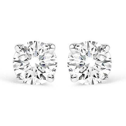 14K White Gold 3/4 Cttw Round Brilliant-Cut Near Colorless Diamond Classic 4-Prong Stud Earrings (H-I Color, SI1-SI2 Clarity) - Bijoux-NYC Direct
