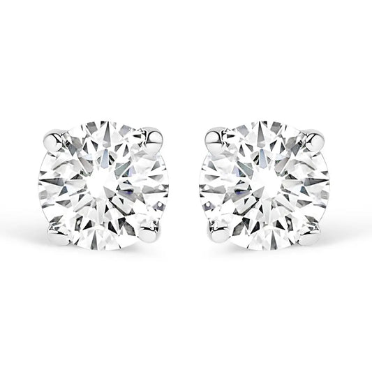14K White Gold 3/4 Cttw Round Brilliant-Cut Near Colorless Diamond Classic 4-Prong Stud Earrings (H-I Color, SI1-SI2 Clarity) - Bijoux-NYC Direct