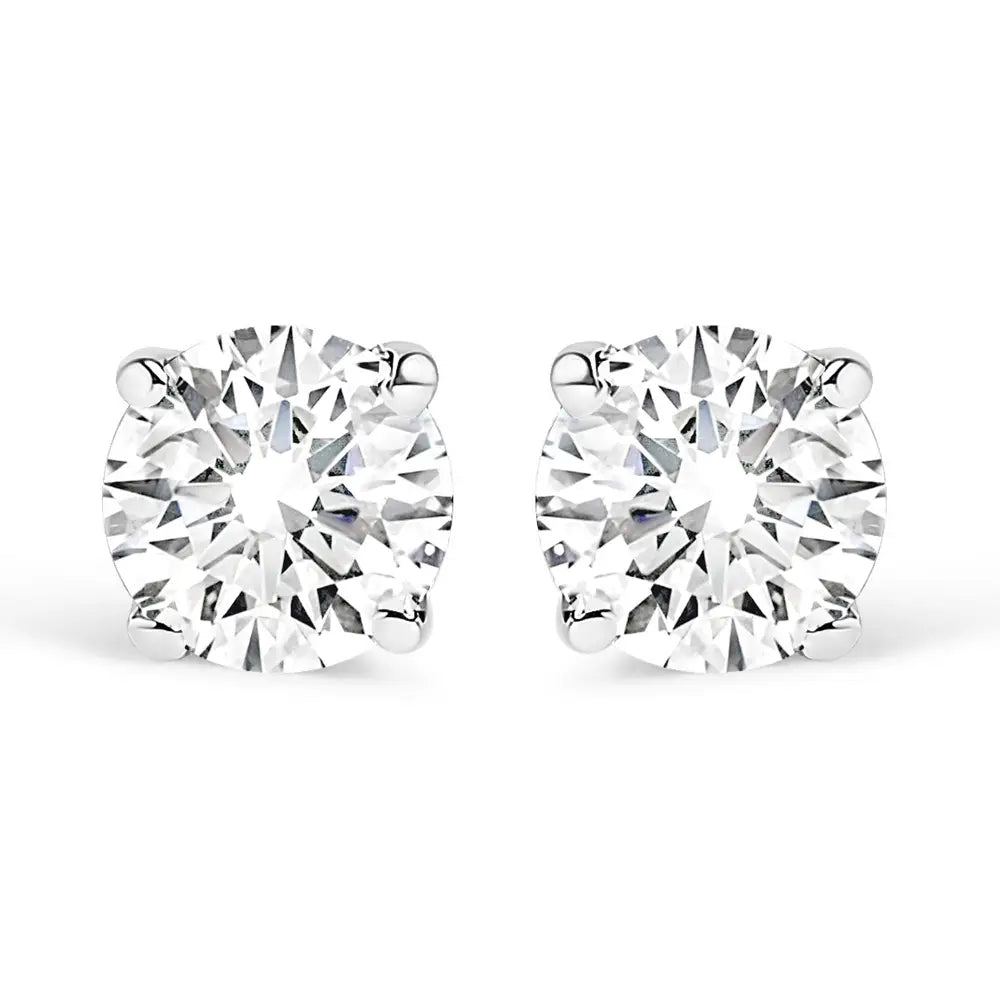 14k white gold 3/4 cttw round diamond 4-prong stud earrings bijoux-nyc direct