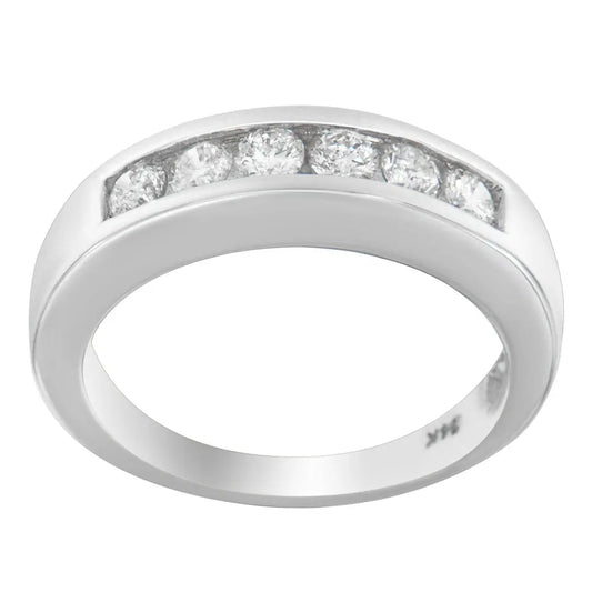 14K White Gold 3/4ct. TDW Diamond Channel Band Ring (H-I, I1-I2) - Bijoux-NYC Direct