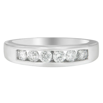 14K White Gold 3/4ct. TDW Diamond Channel Band Ring (H-I, I1-I2) - Bijoux-NYC Direct