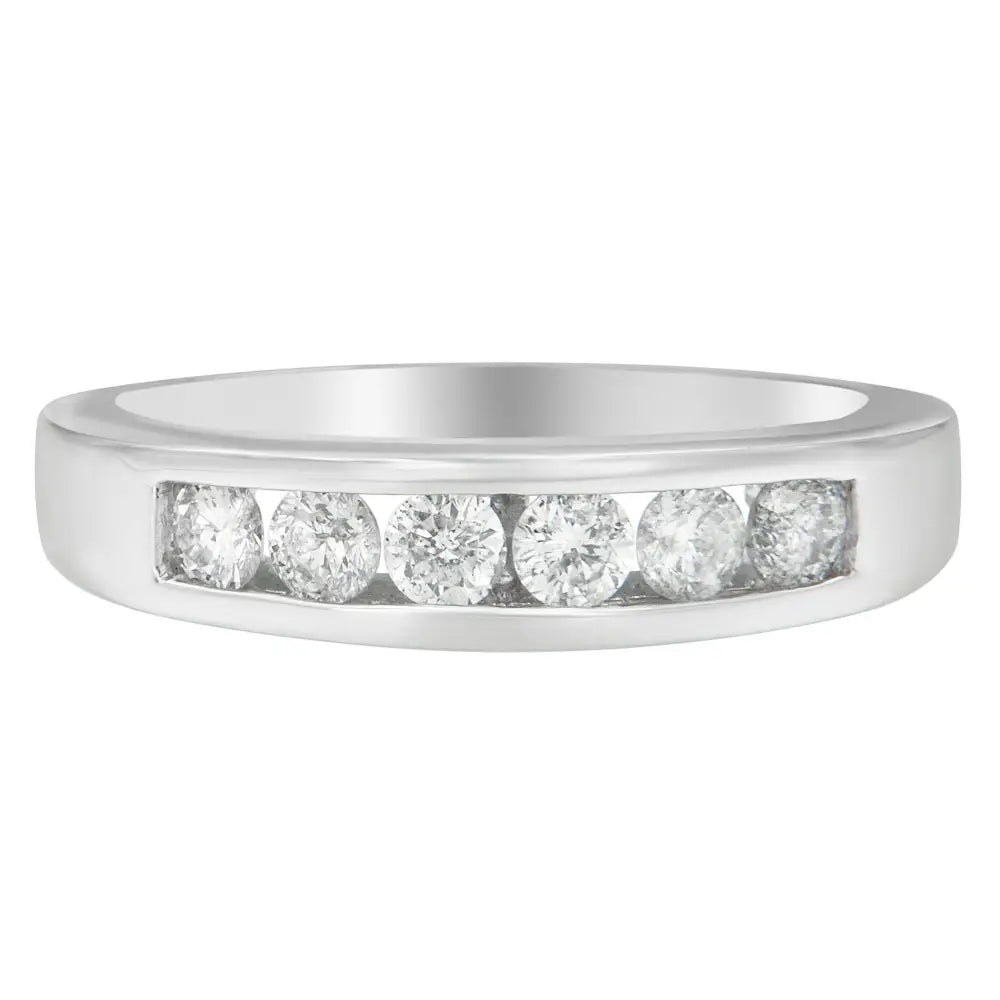 14k white gold 3/4ct. Tdw round diamond channel set band ring bijoux-nyc direct