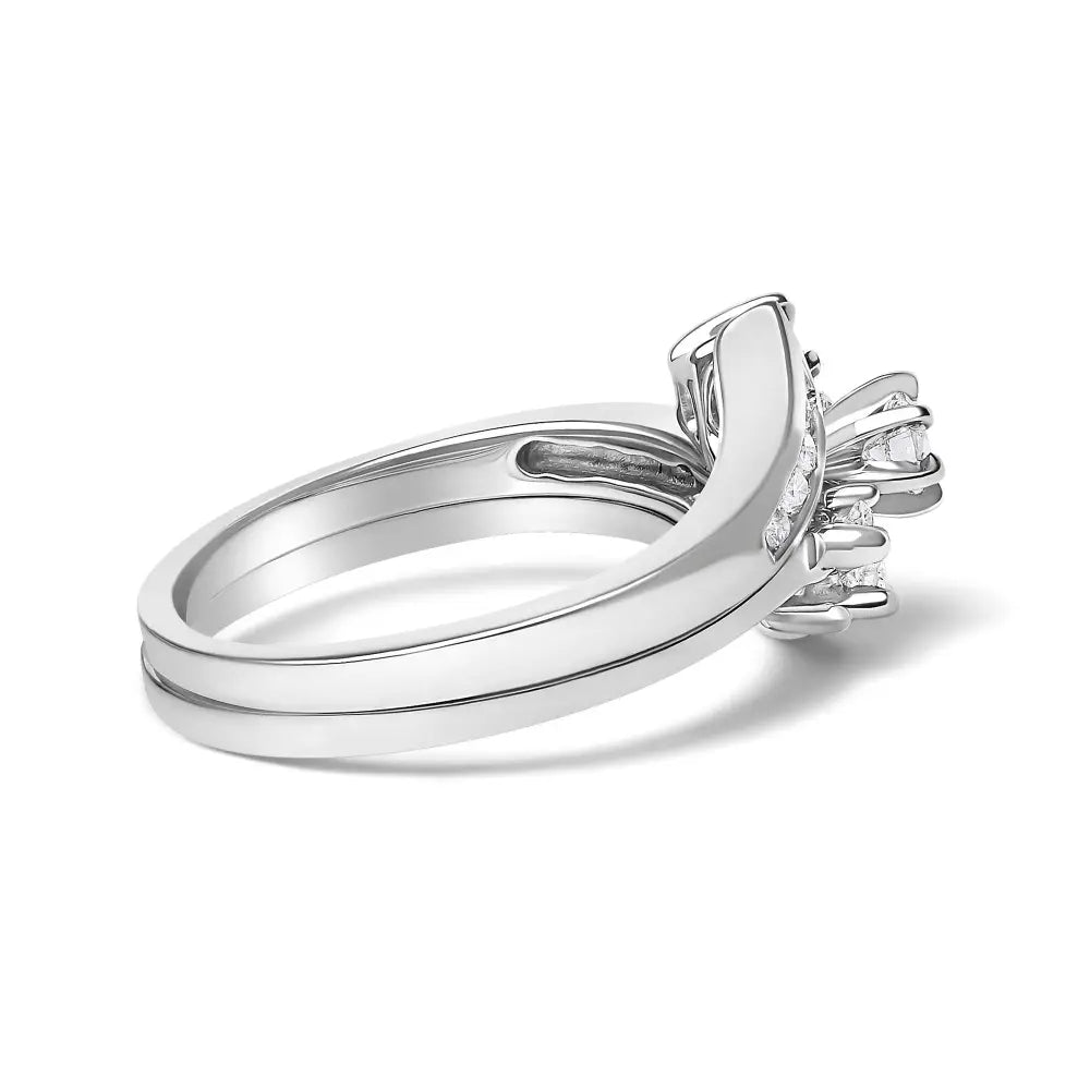 14k white gold 3/8 cttw diamond swirl bridal ring set (i–j si2–i1) bijoux-nyc direct