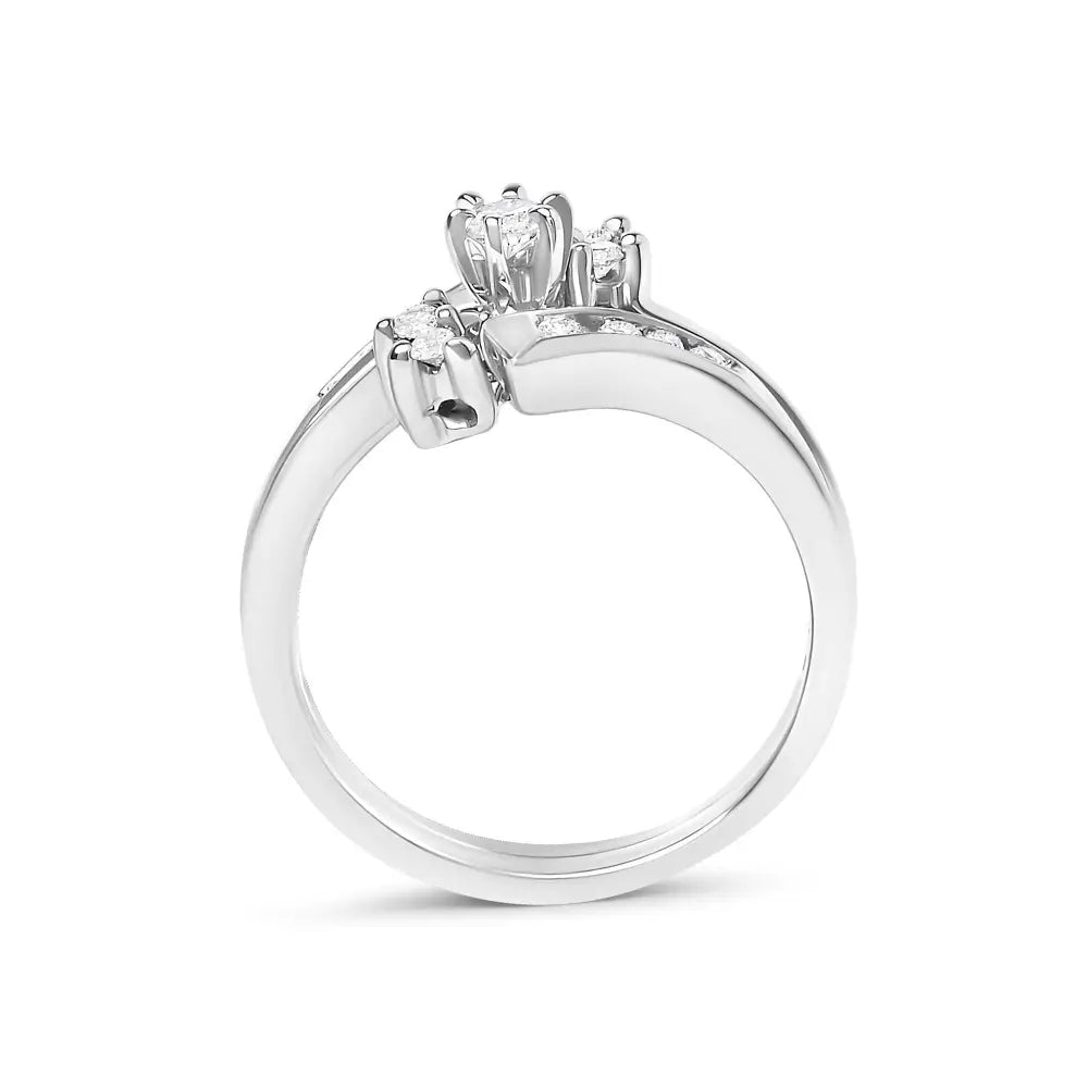 14k white gold 3/8 cttw diamond swirl bridal ring set (i–j si2–i1) bijoux-nyc direct