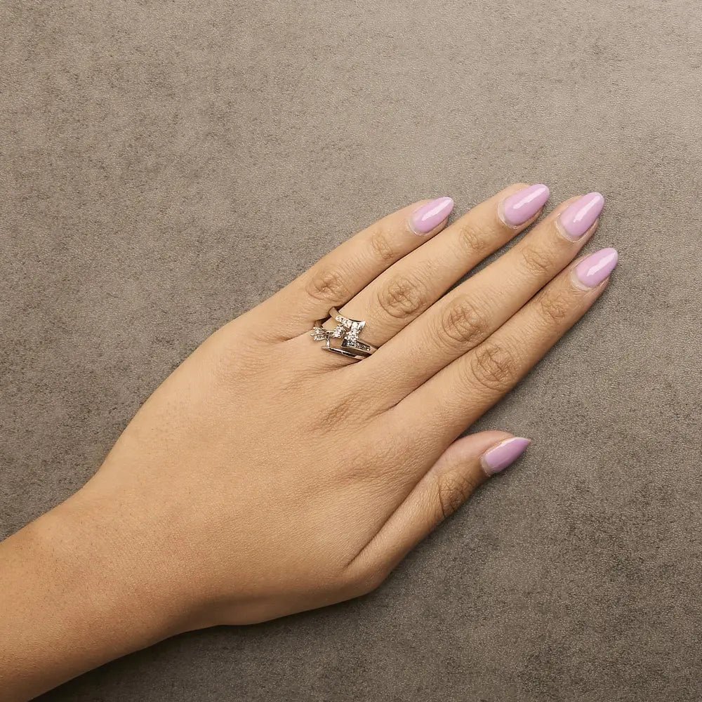 14k white gold 3/8 cttw diamond swirl bridal ring set (i–j si2–i1) bijoux-nyc direct