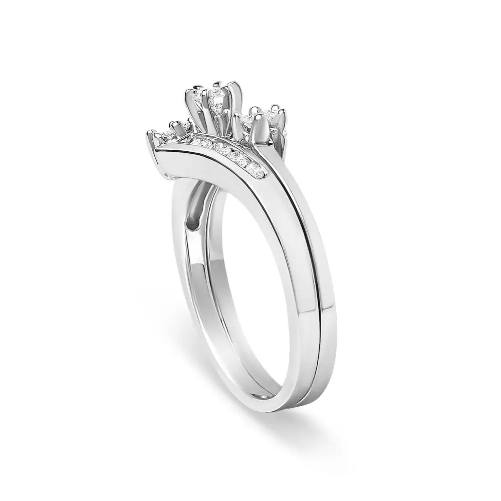 14k white gold 3/8 cttw diamond swirl bridal ring set (i–j si2–i1) bijoux-nyc direct