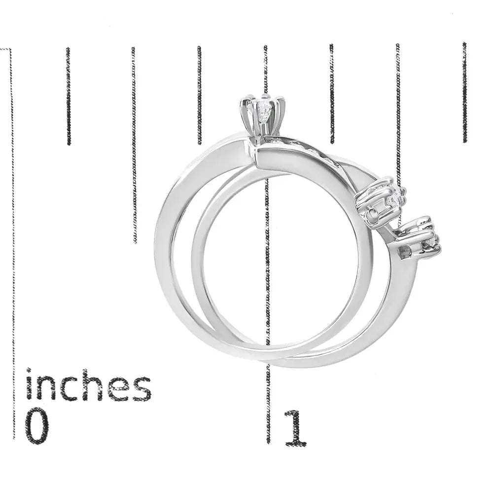 14k white gold 3/8 cttw diamond swirl bridal ring set (i–j si2–i1) bijoux-nyc direct