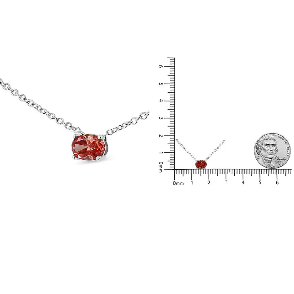 14k white gold 3/8 cttw lab grown pink oval east west pendant necklace bijoux-nyc direct