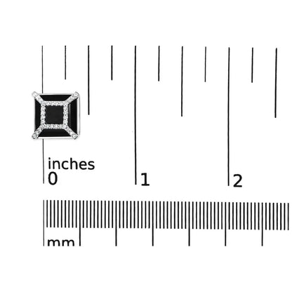 14K White Gold 3/8ct Diamond with 11x11MM Black Onyx Stud Earrings (G-H Color, SI1-SI2 Clarity) - Bijoux-NYC Direct