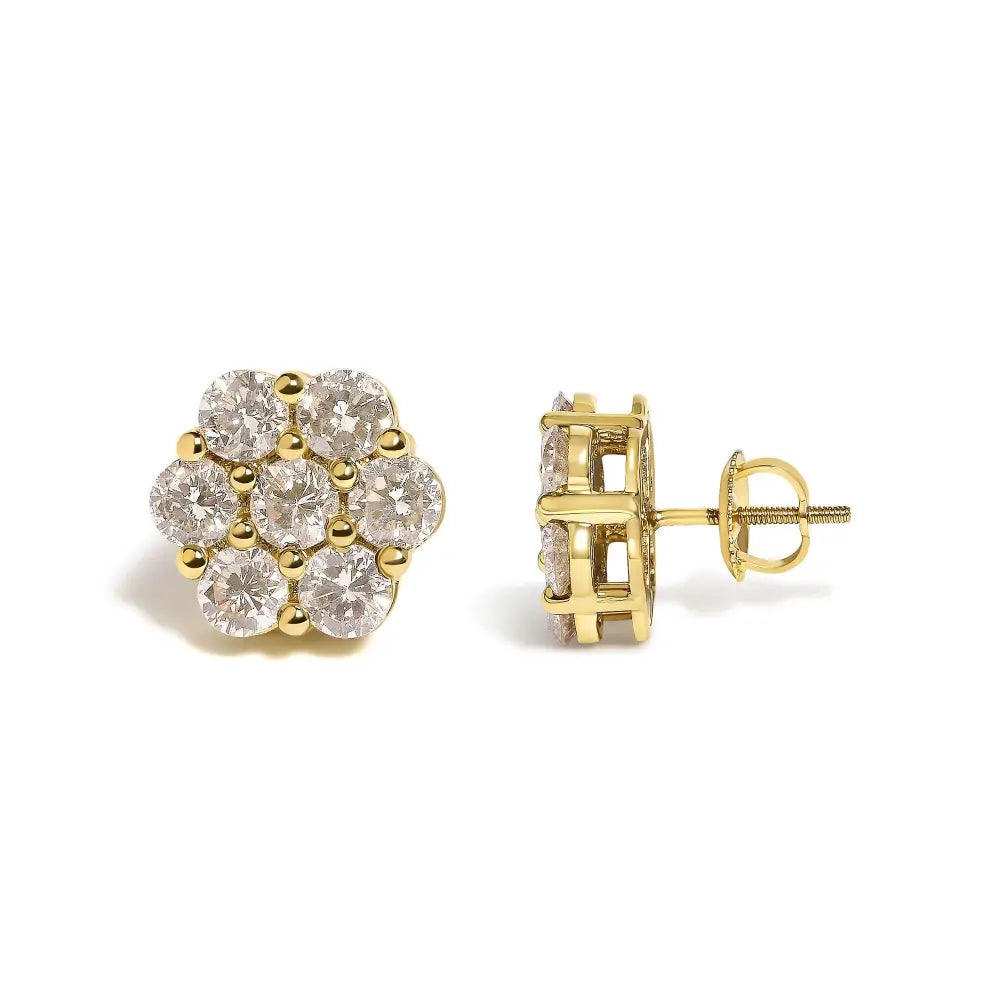 3 cttw diamond floral cluster stud earrings in 14k white gold bijoux-nyc direct
