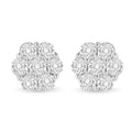 3 cttw diamond floral cluster stud earrings in 14k white gold bijoux-nyc direct