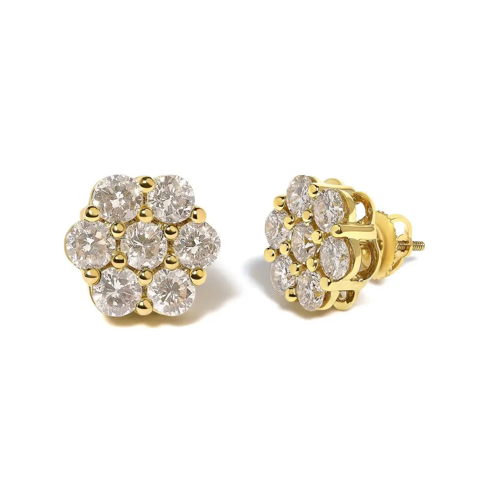 3 cttw diamond floral cluster stud earrings in 14k white gold bijoux-nyc direct