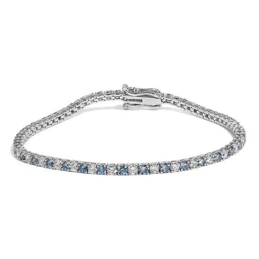 14k white gold 4.0 cttw alternating and blue lab grown diamond tennis bracelet 7’’ inches bracelets/bracelet/tennis handcrafted