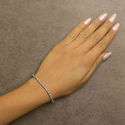 14k white gold 4.0 cttw alternating and blue lab grown diamond tennis bracelet 7’’ inches bracelets/bracelet/tennis handcrafted