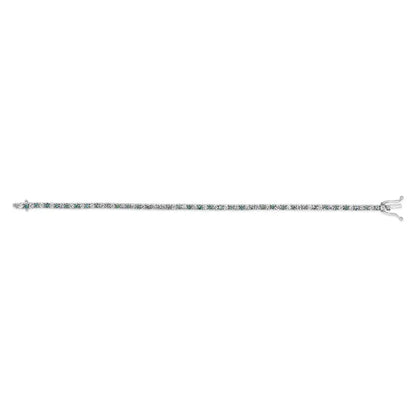 14k white gold 4.0 cttw alternating and blue lab grown diamond tennis bracelet 7’’ inches bracelets/bracelet/tennis handcrafted