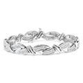 14k white gold 4.0 cttw princess cut diamond wave link bracelet 7 inch bijoux-nyc direct