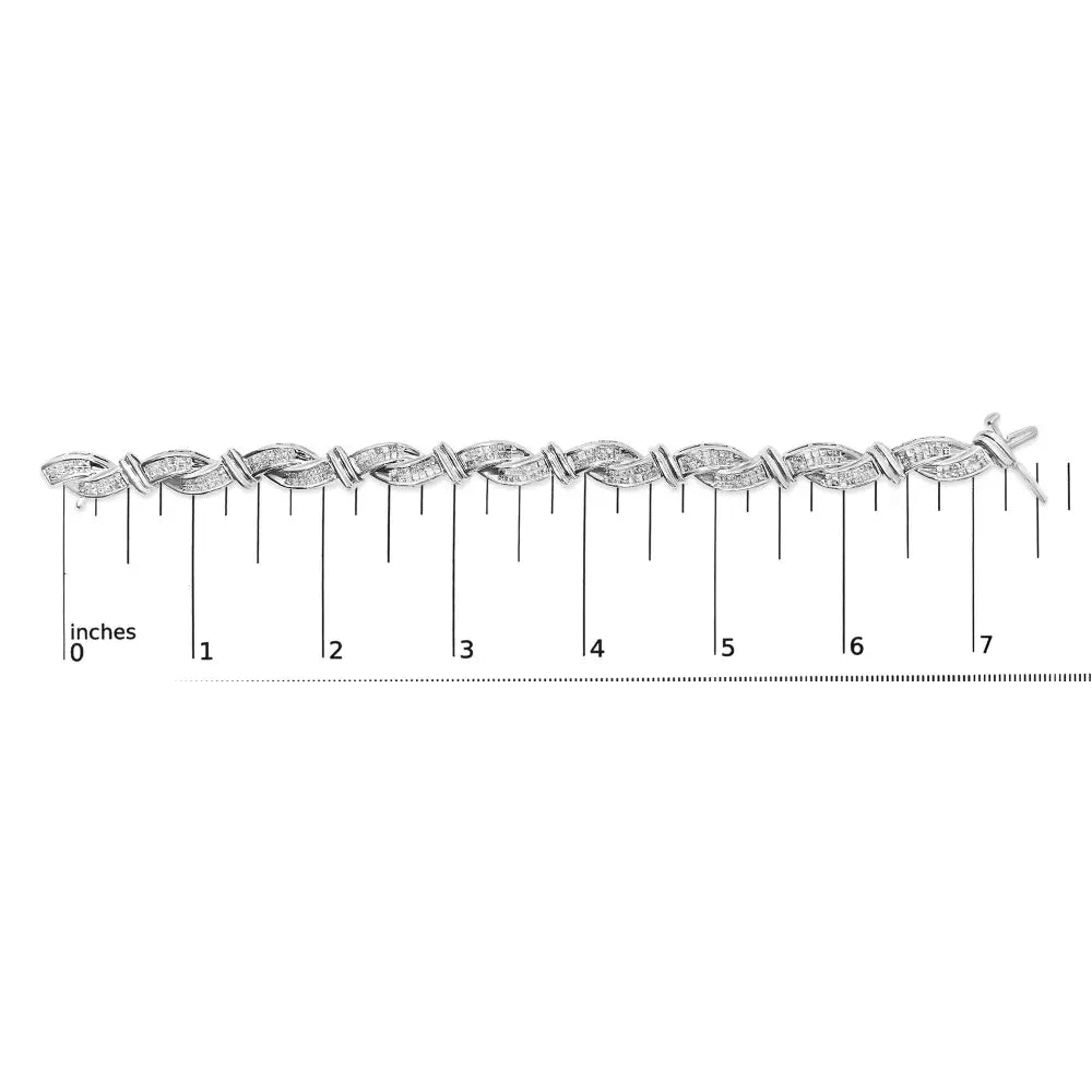 14k white gold 4.0 cttw princess cut diamond wave link bracelet 7 inch bijoux-nyc direct