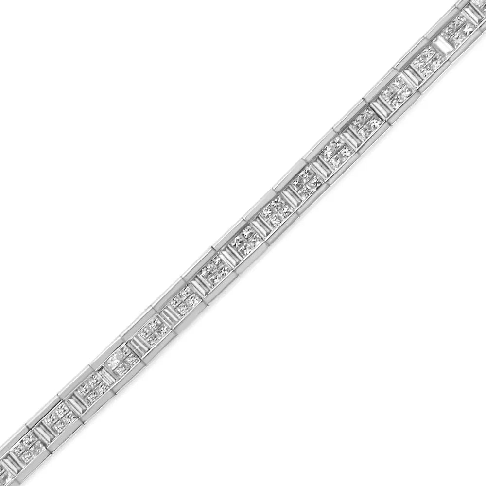 14k white gold 4 3/8 cttw princess and baguette diamond tennis bracelet bijoux-nyc direct