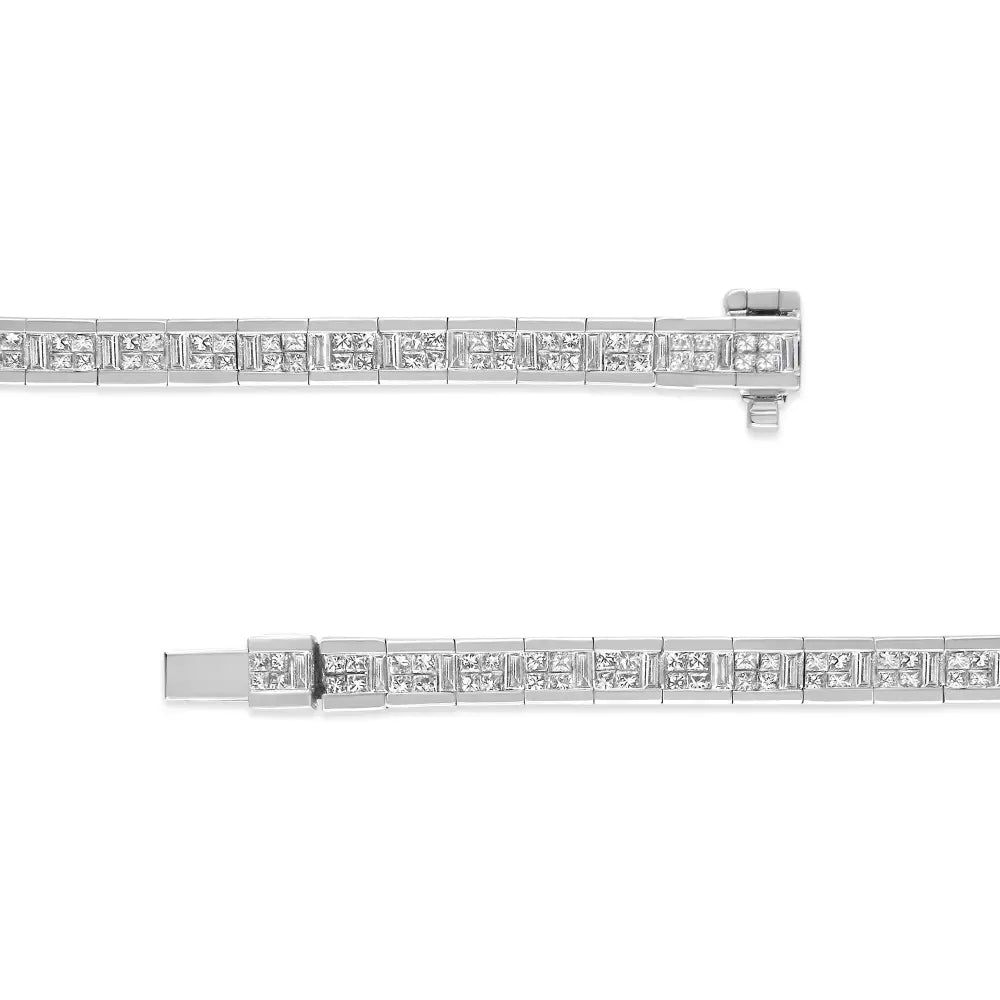 14k white gold 4 3/8 cttw princess and baguette diamond tennis bracelet bijoux-nyc direct