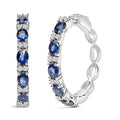 14k white gold oval sapphire and 1/4 cttw diamond alternating hoop earrings bijoux-nyc direct