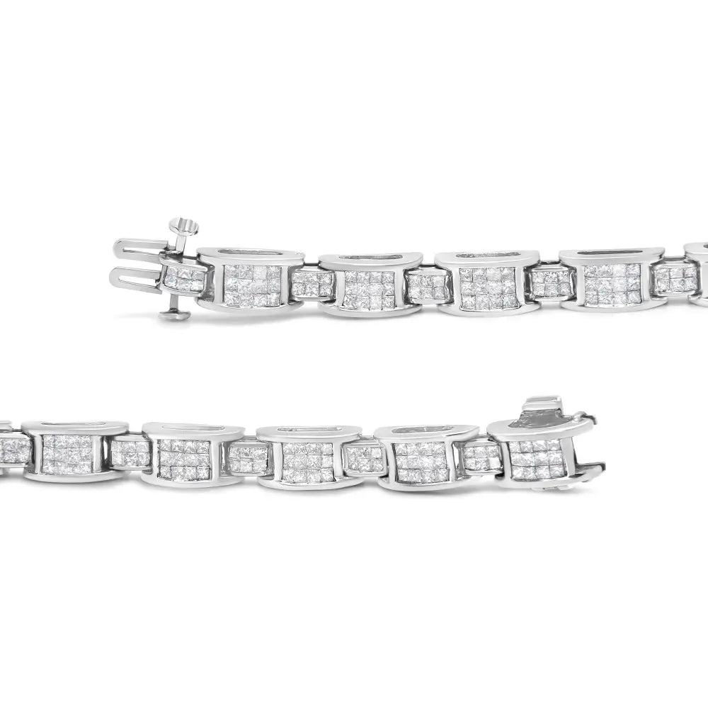 5.0 cttw princess cut diamond 14k white gold d link tennis bracelet 7 bijoux-nyc direct