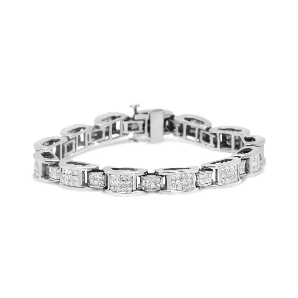 5.0 cttw princess cut diamond 14k white gold d link tennis bracelet 7 bijoux-nyc direct