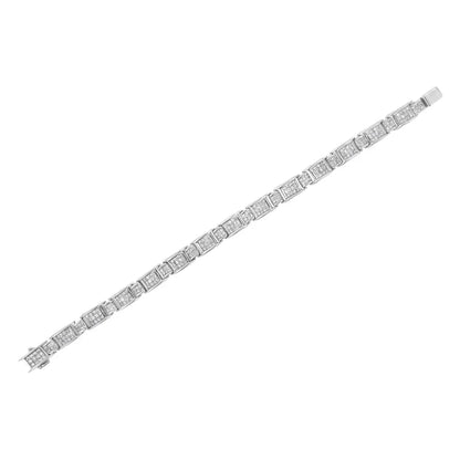 14K White Gold 5.0 Cttw Princess-Cut Diamond Rectangular Alternating Station 7" Tennis Bracelet (G-H Color, SI1-SI2 Clarity) - Bijoux-NYC Direct