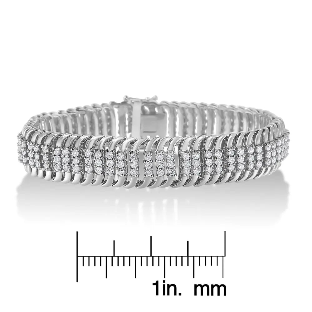 14K White Gold 5.0 Cttw Round Brilliant Cut Diamond 7" S Wave Serpentine Tennis Bracelet (H-I Color, I1-I2 Clarity) - Bijoux-NYC Direct