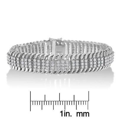 14K White Gold 5.0 Cttw Round Brilliant Cut Diamond 7" S Wave Serpentine Tennis Bracelet (H-I Color, I1-I2 Clarity) - Bijoux-NYC Direct